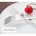 Miniatyrbillede 3 af 5: 6-delt middagsgaffel sæt 4 tænder bordsgaffel bestik fladt bestik rustfrit stål spejlpolering 7-tommer 18cm