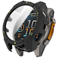 Pikkukuva 1 / 5: Garmin Fenix 8 47 mm:n kellolle tarkoitettu PC-kehyssuoja ja temperoitu lasinen näytönsuoja Black Green