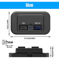 Miniatyrbilde 5 av 5: 12V USB-uttak, dobbel hurtiglading 3.0 12V-uttak USB-lader og Pd Type-c (USB C), 12V 24V USB-lader Strømuttak Adapter Billader