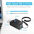 Miniatyrbillede 2 af 5: USB-hub, Mini USB 3.0 Hub bærbar adapter Højhastighedsudvidelse Multi USB Hub Splitter Lead Adapter-kabel til pc-bærbar computer