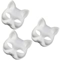 Miniatyrbilde 1 av 6: 3 stk hvite, enkle DIY ubemalte kattehalvmasker - Dyremasker for karneval, dans, cosplay, fest og kostymefest