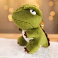 Miniatyrbillede 3 af 4: Sød Dinosaur Nøglering Tegneserie Tyrannosaurus Fyldt Plyslegetøj Plys Dukke Nøglering Vedhæng Til Børn Dark Green With Beaded Chain