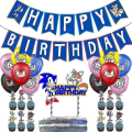 Miniatyrbild 1 av 4: 【Fisksvansflagga + ballong 20st + 1 stort pluggkort + 24 små pluggrader】 Dekorationssats för födelsedagsfest Hög kvalitet