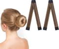 2 stk. Enkel Donut Bun Maker for Hår, Fransk Twist Fold Wrap Snap Band for å Lage DIY Hårfrisyrer, Ballett Hår Deft Bun Hårstylingtilbehør Brown