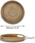 Miniatyrbillede 4 af 4: Rattan serveringsbakke med håndtag 30 cm håndvævede kurvebakker rattanbakke rustik