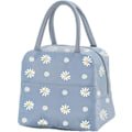 Miniatyrbillede 1 af 5: Bærbar termisk frokostpose køletaske Daisy mønster frokostboks arrangør Tote taske til voksne børn piger arbejde skole picnic camping rejse (grå blå)