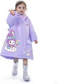 1 st Regnjackor för barn, vattentät regnjacka 2-4 år, 3D-tecknad barnregnkläder, poncho för småbarn med huva Purple M