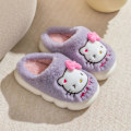 Miniatyrbild 1 av 5: Barnens skor för flickor HelloKitty Söta tecknade hustofflor Vinter Tjocka tofflor Håll varma Kawaii Halksäkra tofflor 21752-Purple 22-23