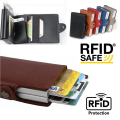 Miniatyrbillede 1 af 10: Dobbelt Anti-Tyveri Tegnebog RFID-NFC Sikker POP UP Kort Holder - 12 kort Black - 12 cards