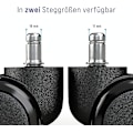 Miniatyrbilde 5 av 5: 5 stk. Hjul for harde gulv med lydløs og ripefri PVC-belegg - Universelle hjul for kontorstoler, ideelle for alle gulv (11 x 22 mm, svart)