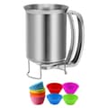 2-i-1 degdispenser i rostfritt stål, 800 ml, med presshandtag, pannkaksutmatare, bakblandare