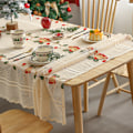 Miniatyrbillede 2 af 11: Juledug med broderet blonder 140x100/140x200/140x240/140x330cm valgfri Vinterfest rektangulær egnet til julepynt 140*140 Bell tablecloth