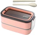 Matlåda, Bento Box med Sked, Partition, Lämplig för Mikrovågsugn, Rosa