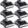 Miniatyrbillede 1 af 5: 6 stk. Clip-hovedlamper, hovedlamper, sikkerhedshjelmtilbehør, 5 LED-roterende kasketlygte, clip-on lommelygte, clip-on kasketlygter (sort)