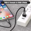 Miniatyrbillede 3 af 5: USB til USB C adapter 3-pak, Type C hun til USB han opladningskabel konverter