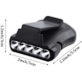 Miniatyrbillede 2 af 5: 6 stk. Clip-hovedlamper, hovedlamper, sikkerhedshjelmtilbehør, 5 LED-roterende kasketlygte, clip-on lommelygte, clip-on kasketlygter (sort)