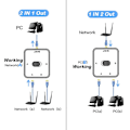 Miniatyrbilde 4 av 5: 1000 Mbps 2 i 1 Ethernet Splitter Adapter Lan RJ45 Splitter Kobling Cat 6 Nettverksforlenger rj45 Switch Kobler for PC Laptop TV Boks Ruter white