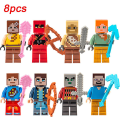 Miniatyrbillede 1 af 2: 8 stk./sæt Minecraft Minifigurer Byggeklodser Minifigurer Samlet Børnelegetøj Gaver