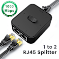 Miniatyrbilde 2 av 5: 1000 Mbps 2 i 1 Ethernet Splitter Adapter Lan RJ45 Splitter Kobling Cat 6 Nettverksforlenger rj45 Switch Kobler for PC Laptop TV Boks Ruter white