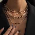 Miniatyrbillede 2 af 5: Punk Multilayer Halskæde Stjerne Slange Knogle Link Multilayer Choker Halskæde Lag Papirclips Halskæde Kæde Smykker gold A