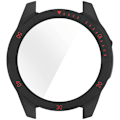 Pikkukuva 4 / 5: Garmin Fenix 8 47 mm:n kellolle tarkoitettu PC-kehyssuoja ja temperoitu lasinen näytönsuoja Black Red