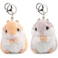 Sæt med 2 søde hamster plys nøgleringe udstoppede dyre nøglerings charms