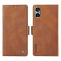 För Sony Xperia 5 V Läder Telefonfodral Vikbart Ställ Plånboksfodral Brown