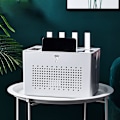 Miniatyrbilde 2 av 6: Dobbeltlags Wifi-ruter oppbevaringsboks skrivebord stikkontakt ledningsorganisator boks sett toppboks gjemt etterbehandlingsboks White