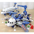 Miniatyrbild 2 av 5: Leksaksbilsset med transportflygplan, stort temaflygplan, 4 byggbilar, 11 vägskyltar, pedagogisk leksaksbilsset för små pojkar och flickor Blue