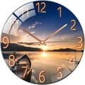30,5 cm väggklocka i glas, tyst, rund, inget tickande, för vardagsrum, sovrum, hall, kontor, solnedgångsblå