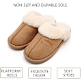 Miniatyrbild 3 av 7: Damtofflor Minnesskum Fluffig Slip-on Hus Mocka Pälsfodrad/Antiskohål, Inomhus & Utomhus