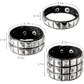 Pikkukuva 5 / 6: 3 kappaletta nahkainen niitattu punk-rannekoru miehille ja naisille 80-luvun niitattu goottirock-rannekoru piikki niittiranneke unisex-metalli