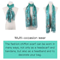 Miniatyrbillede 5 af 5: Chiffon-Halskæder til Kvinder - Kvinders Halskæde Let Blomsterprint Chiffon Halskæder Sjal Wraps til Forår Efterår