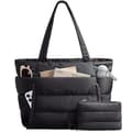 Stor Puffer Tote Bag for kvinner 15,6\" laptoplomme, 20L Black