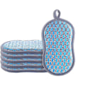 Miniatyrbild 1 av 5: 6-pack tvättbara och återanvändbara disktrasor, mikrofiberskrubbsvampar, disk- och kökssvampar dubbelsidig repborste, blå,