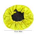 Miniatyrbilde 5 av 9: Dame Cap Dobbelt Lag Satin Natt Cap Skjønnhet og Frisør Justerbare Knapper Cap Yellow+Black