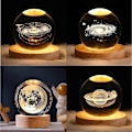 Miniatyrbilde 1 av 3: 3D Planet Krystallkule Nattelys, Krystallkule med Trebase, 3D Gravert Solsystemplaneter Krystallkule, Hjemmedekorasjon Moon