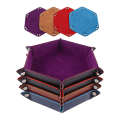 Miniatyrbillede 3 af 7: Terningbakke Læder Terning Foldbar Hexagon Bakke Terningholder Egnet Red