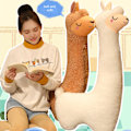 Miniatyrbillede 4 af 5: 2024 Llama Krops pude, Gigant Alpaca Plys Lang Krops Pude, Fluffy Alpaca Fyldt Dyr, Knusbar Alpaca Lang Pude Brown 100cm