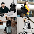 Miniatyrbild 5 av 5: Damryggsäck för 15,6 tums bärbar dator, med USB-laddning, stöldskyddande skolryggsäck för arbete, resor, universitet, högskola, gråblå pure black