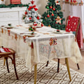 Miniatyrbillede 1 af 11: Juledug med broderet blonder 140x100/140x200/140x240/140x330cm valgfri Vinterfest rektangulær egnet til julepynt 140*100 Big bell