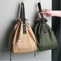 Isolerad Bento-väska Justerbar Bred Öppning Canvas Dragskodesign Lunchväska[PB] Green