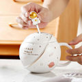 Miniatyrbillede 3 af 5: Sød Astronaut Krus med Låg og Ske, Kawaii Kop Nyhedskrus til Kaffe, Te og Mælk, Krus Gave