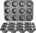 Non-stick Rund Muffinplåt i Kolstål, 2-pack, Grå
