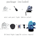 Miniatyrbilde 5 av 5: SBSG 3D Illusionslampe Jujutsu Kaisen LED Anime Lampe 16 Fargeendringer RGB Fjernkontroll Skrivebordsnattslys for Soverom (Satoru Gojo)