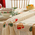 Miniatyrbillede 4 af 11: Juledug med broderet blonder 140x100/140x200/140x240/140x330cm valgfri Vinterfest rektangulær egnet til julepynt 140*100 Four-leaf clover