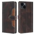 För iPhone 15 Skin-touch Fodral Stråhatt Telefonfodral PU Läder Ställ Plånboksfodral