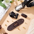 Miniatyrbillede 3 af 4: 2 stk. Mænds Spændehoved Sort & Brun Retro Bæltespænde med Læderbælte Udskiftningsled Spændehoved