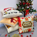 Miniatyrbillede 3 af 8: 4 stk. 45x45cm Pudebetræk Julepynt Sofa