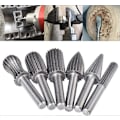Miniatyrbillede 1 af 5: 6 stk Dobbelt Slebne Tungsten Rotationsfræsere 6mm Tungsten Skaft Fil/Gravering/Slibning Bits til Rotationsværktøjer